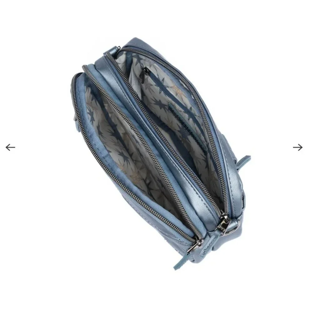 LUG Super Coupe 2 Satin Luxe Convertible Crossbody Bag NWT Metallic Blue Moon - Picture 6 of 9